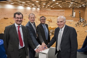 Andrew Stroomer (Airbus Defense & Space), David Parker, Gimenez (ESA), Vince Cable
